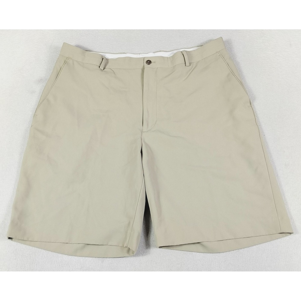 Alan Flusser Golf Shorts Mens 38 Beige Microfiber Performance Pockets Casual